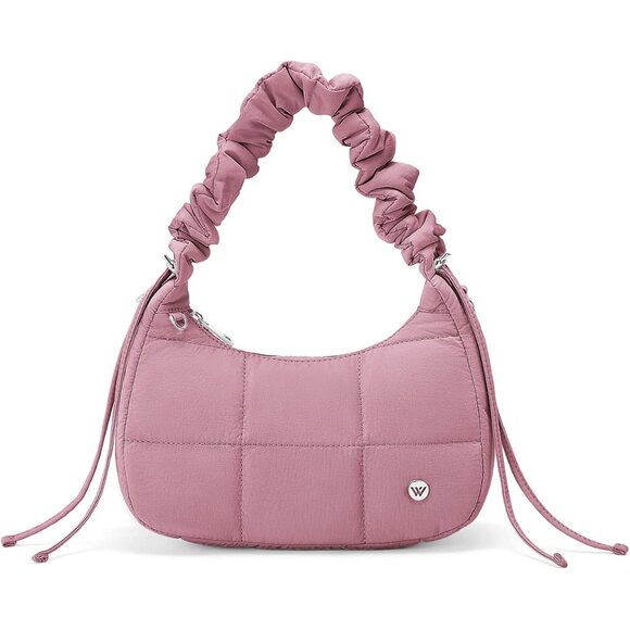 Lightweight Quilted Puffer Handbag - Trendy Nylon Purse with Adjustable Strap - Picture 1 of 6